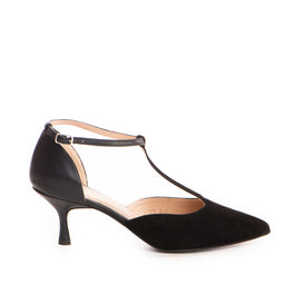 Pantofi dama Guban model 1472 nappa negru/velur negru