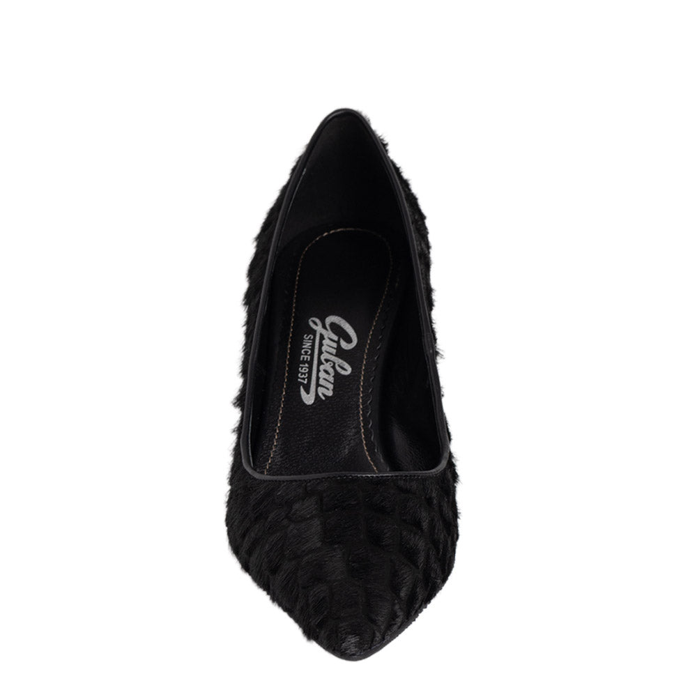 Pantofi dama Guban model 1581 piele ponei animal print negru