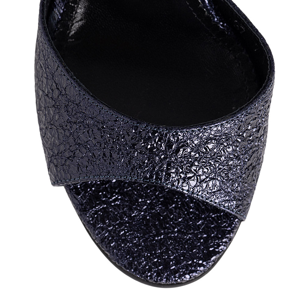 Sandale dama Guban model 1589 velur laminat albastru