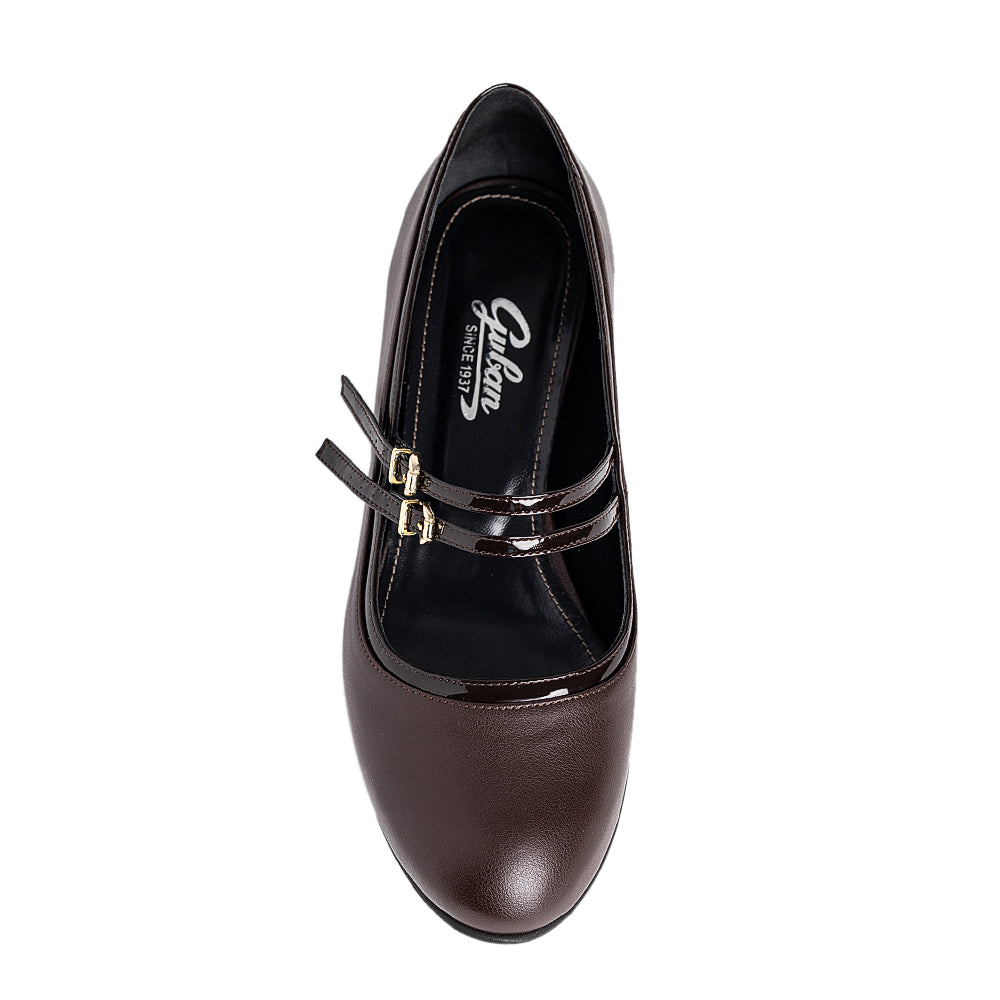 Pantofi dama Guban model 3643 piele nappa maro/lac maro