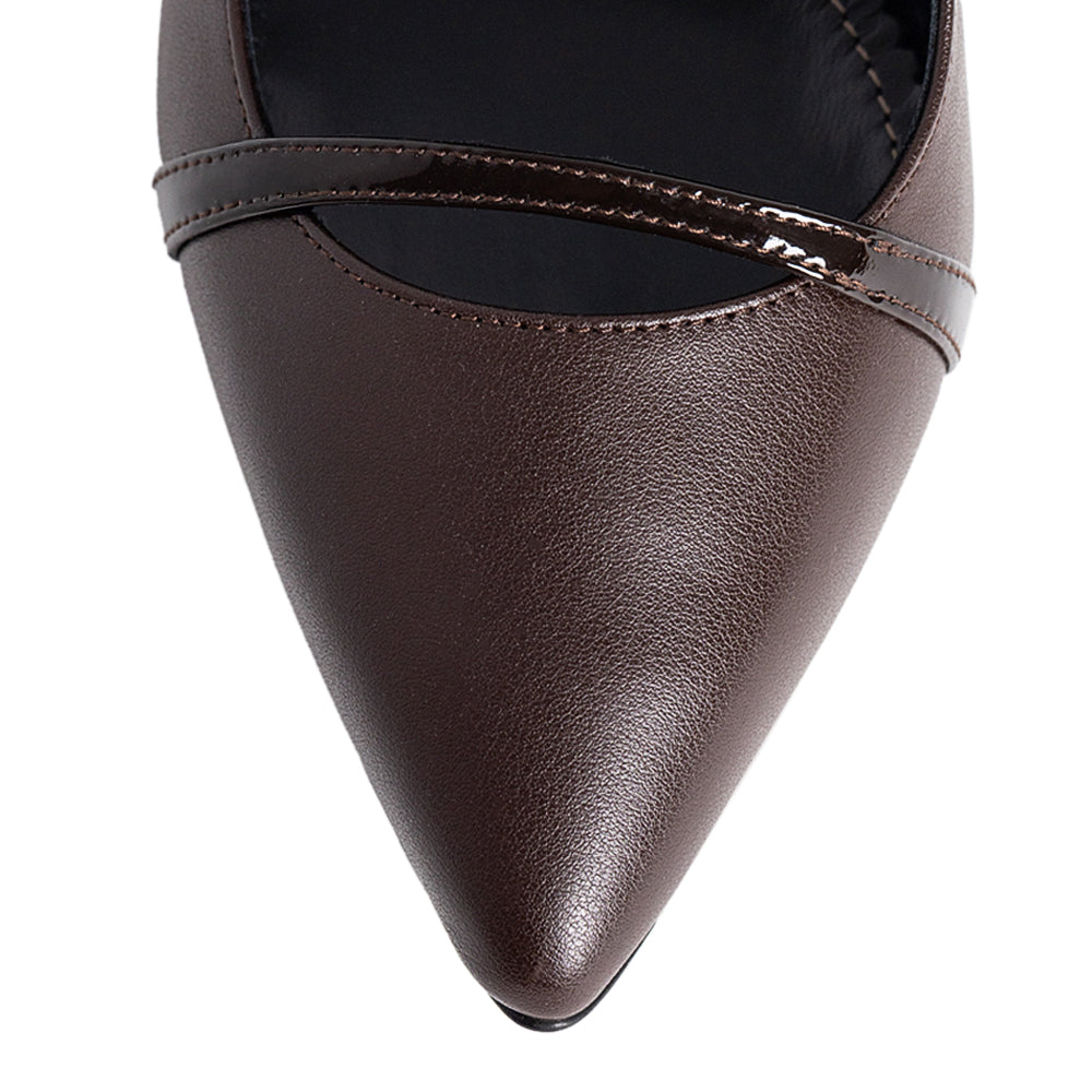 Pantofi dama Guban model 1557 piele nappa maro-lac maro