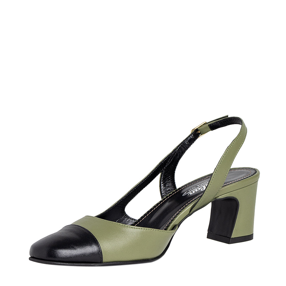 Pantofi dama Guban model 3639/C piele nappa kaki/nappa negru