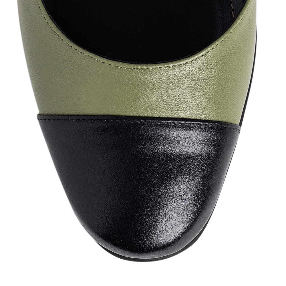 Pantofi dama Guban model 3639/C piele nappa kaki/nappa negru