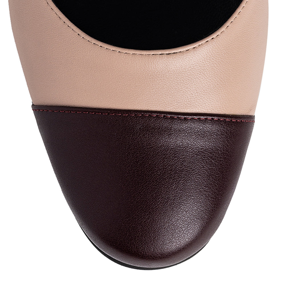 Pantofi dama Guban model 3639/C piele nappa mocha mouse/nappa negru
