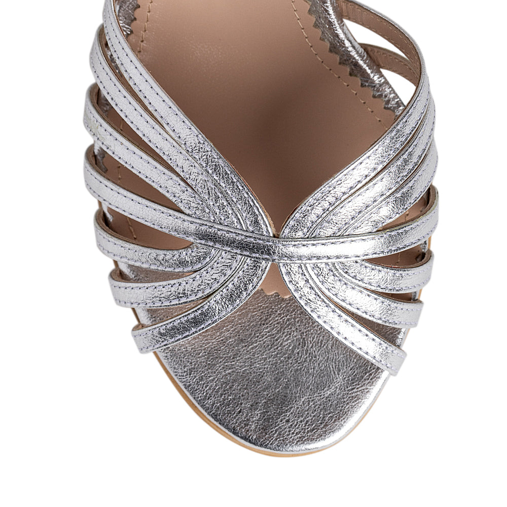 Sandale dama Guban model 1539 nappa kristal argintiu